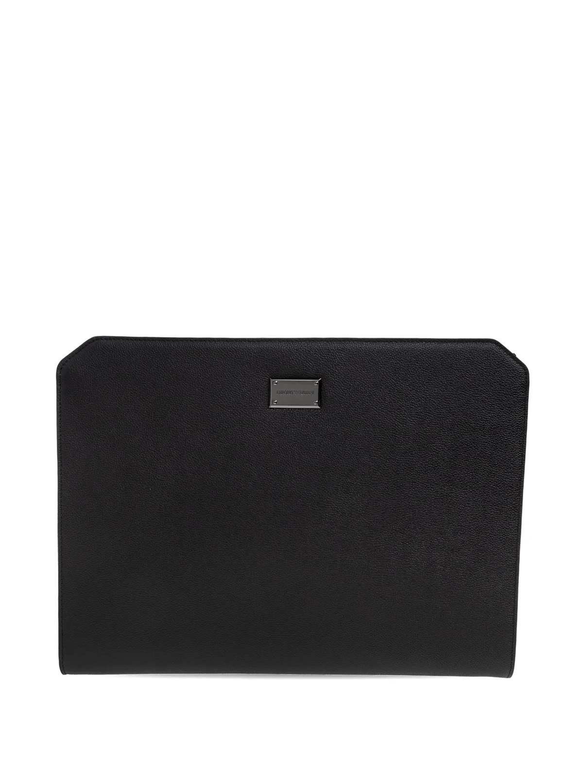 logo-plaque leather clutch bag