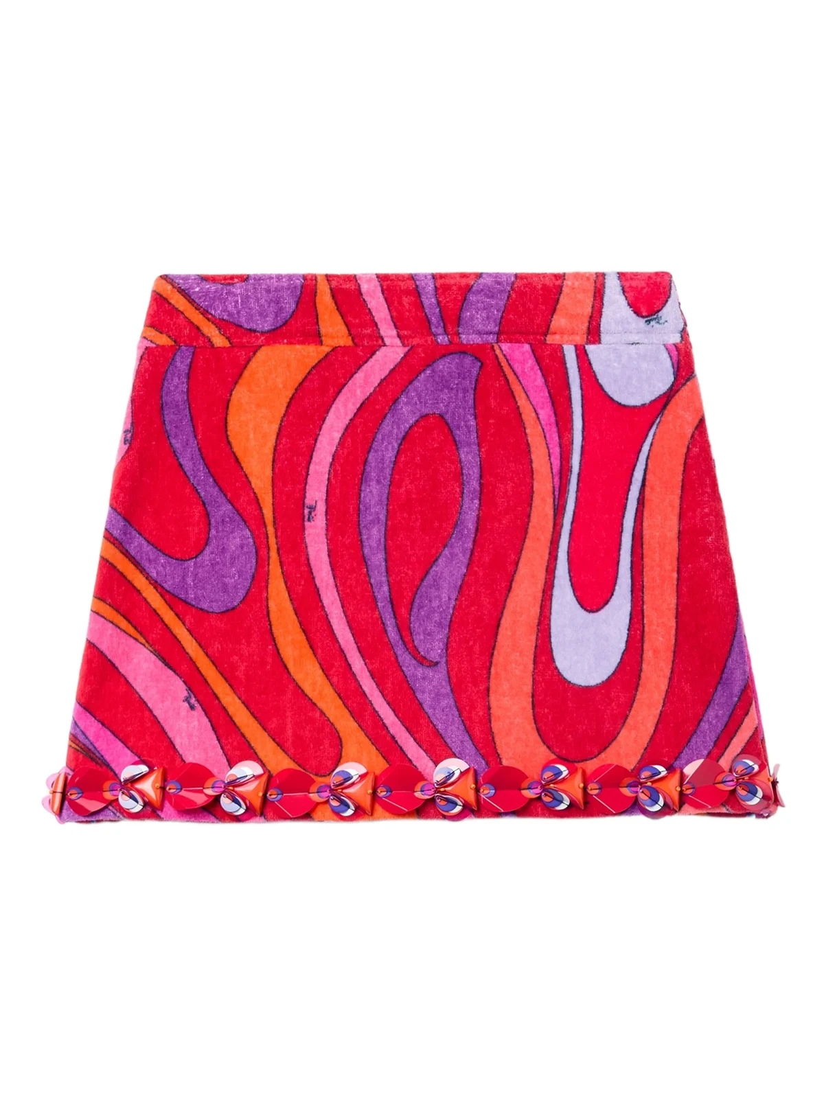 Marmo-print embroidered mini skirt