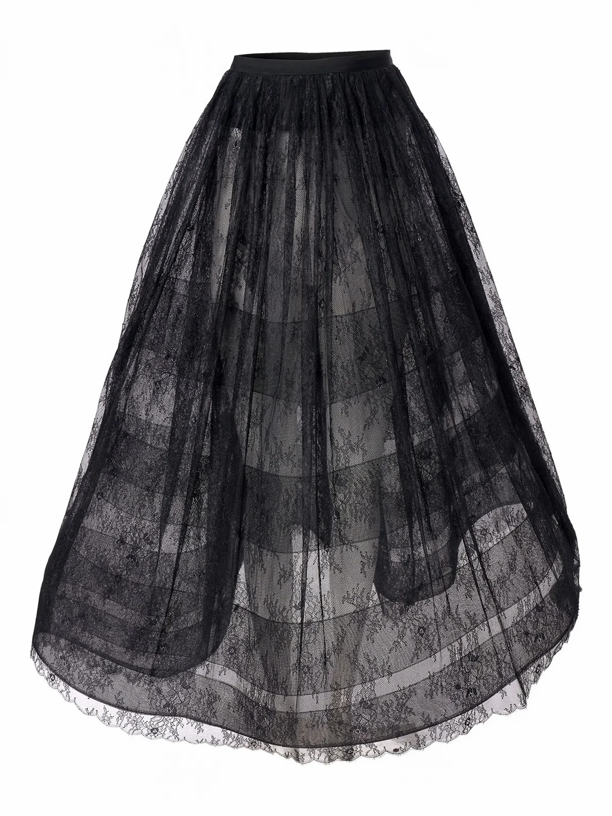 lace-panelled pleated skirt