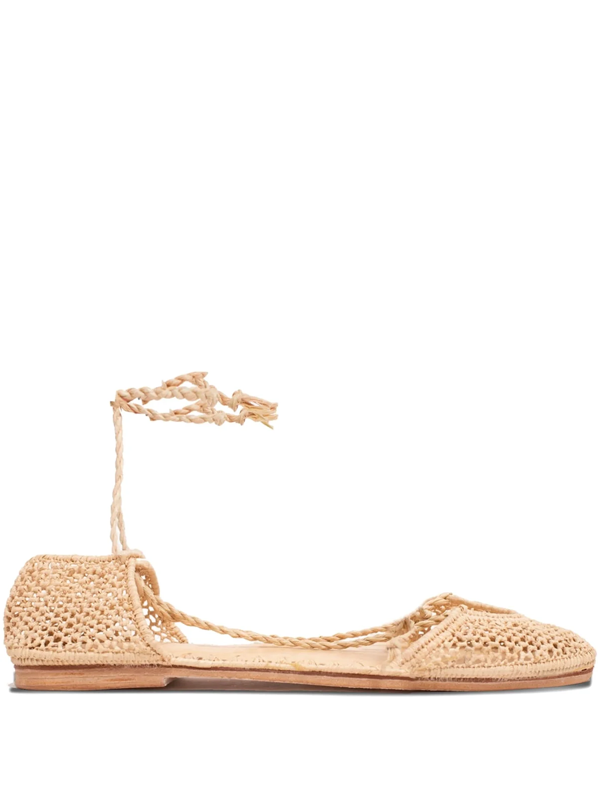 raffia-crochet ballet flats