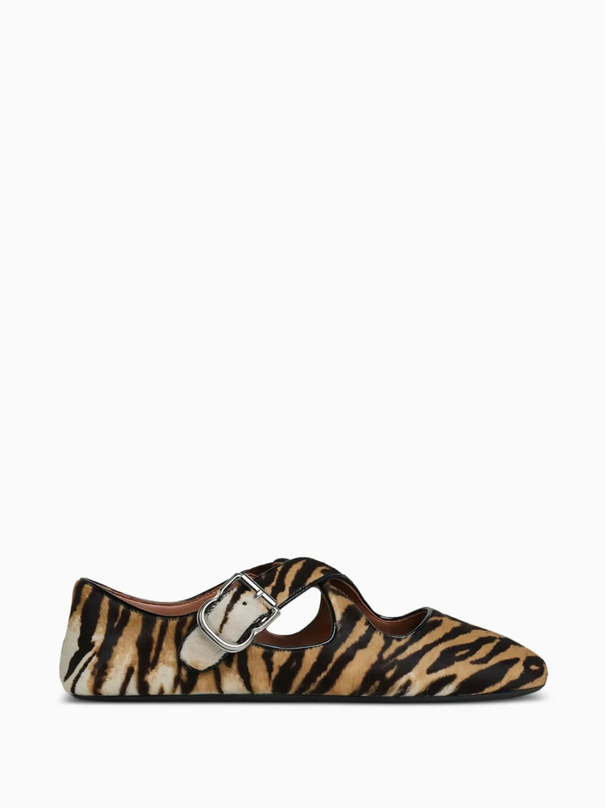 tiger-print buckled ballet flats