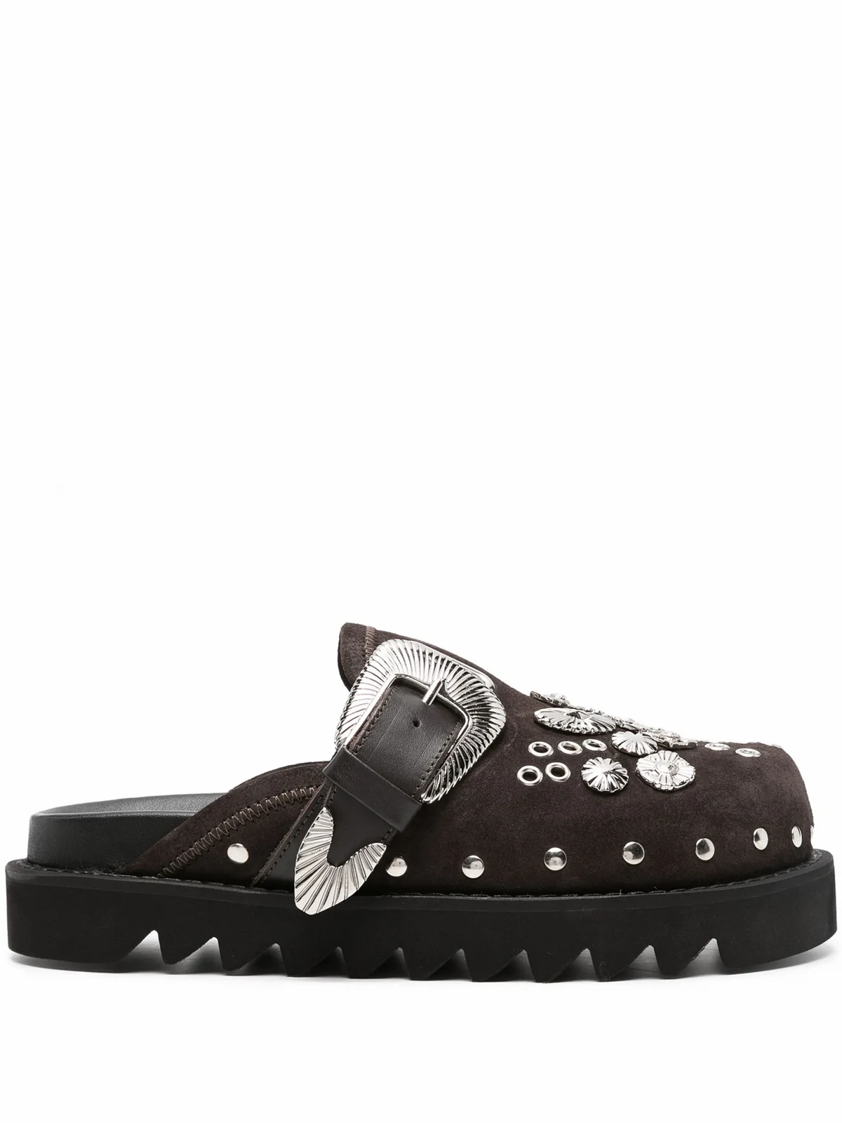 eyelet-detailing leather mules