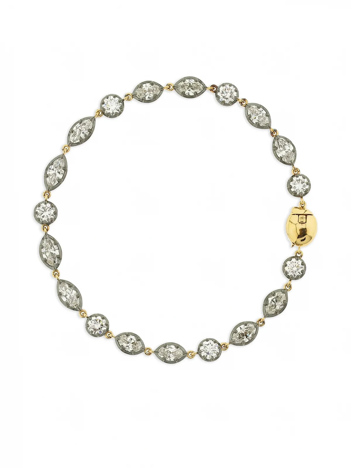 18K yellow gold multi-cut diamond bracelet