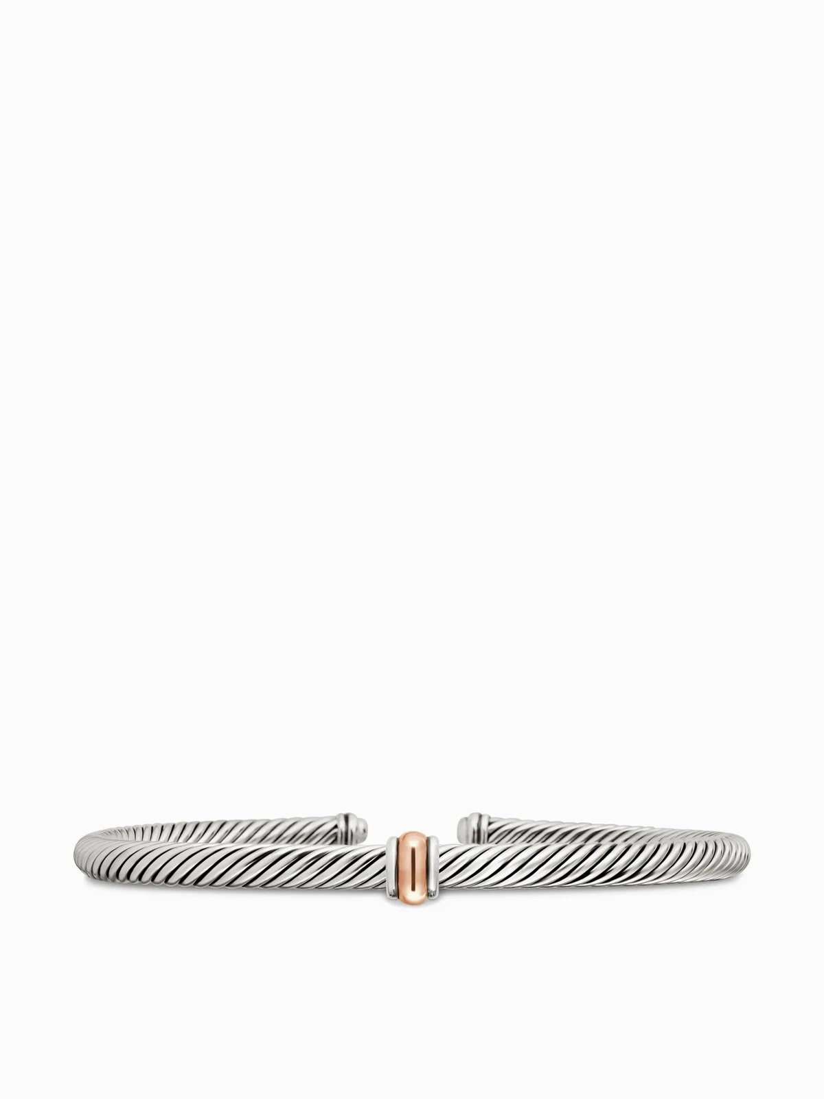 18kt rose gold and sterling silver Classic Cable Station bracelet (4mm)