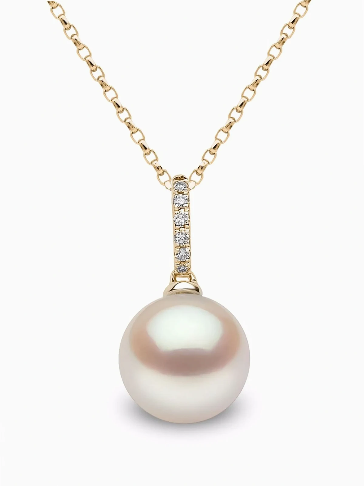 18kt yellow gold Classic Freshwater pearl and diamond necklace