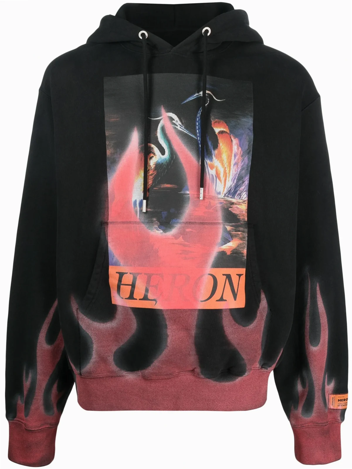 flame-print cotton hoodie