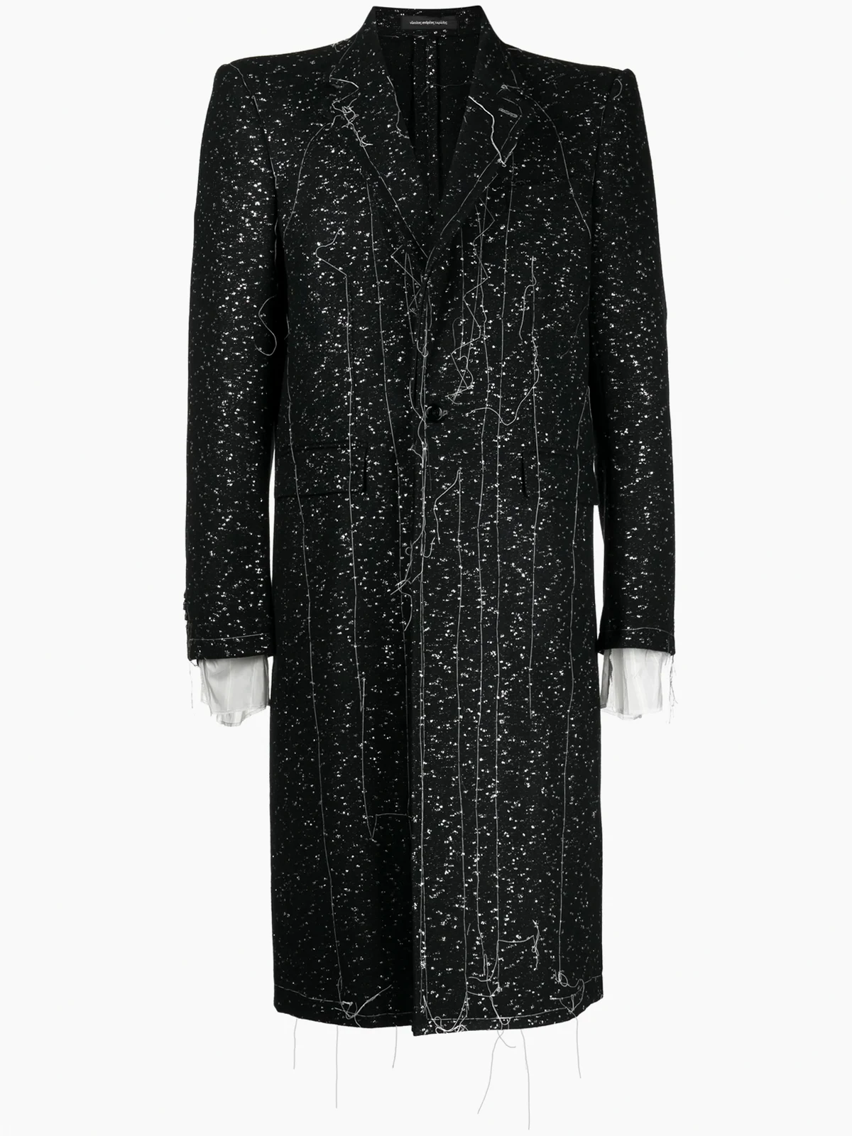 exposed-seam single-breasted coat