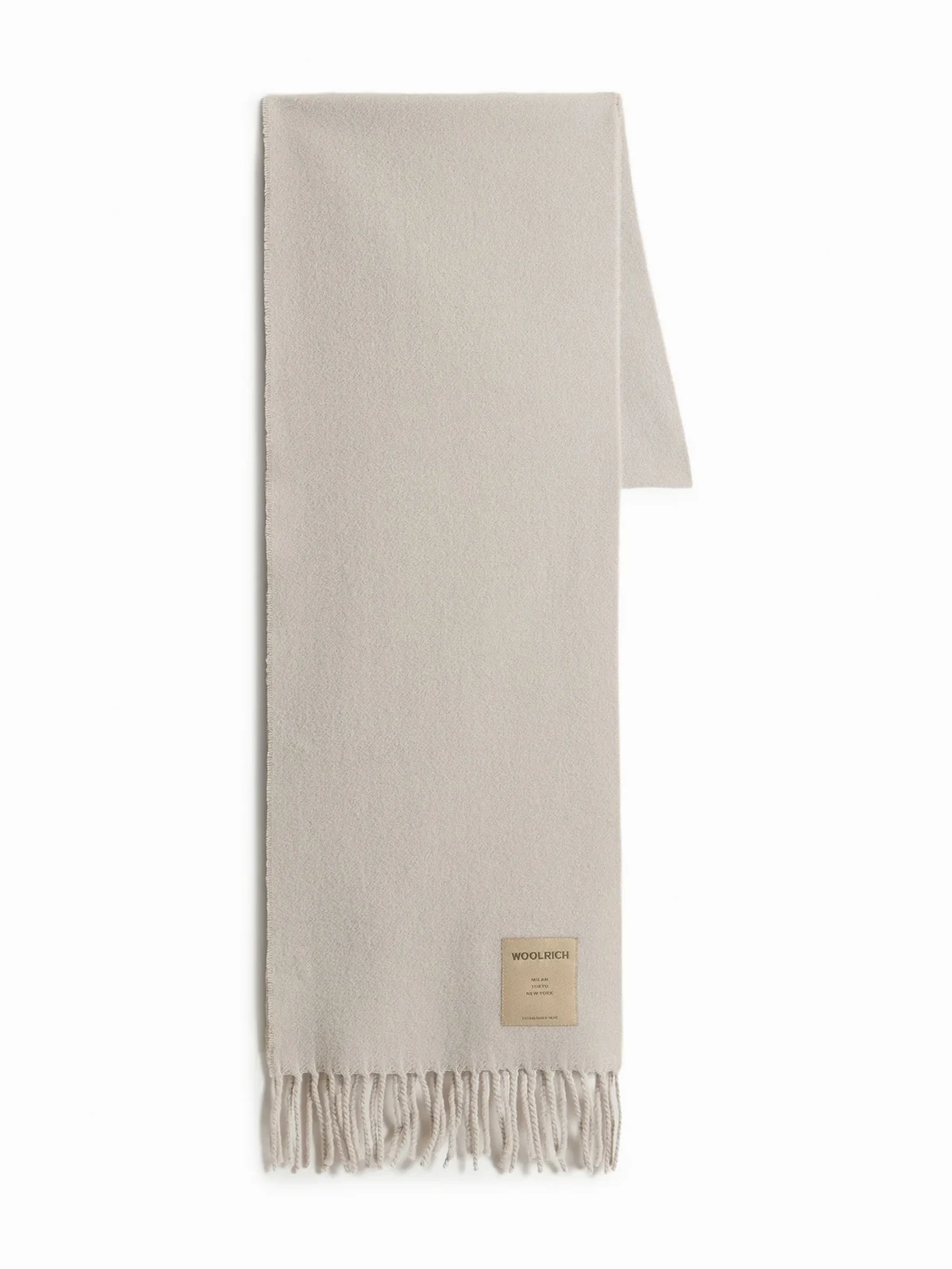 fringed wool logo-patch scarf