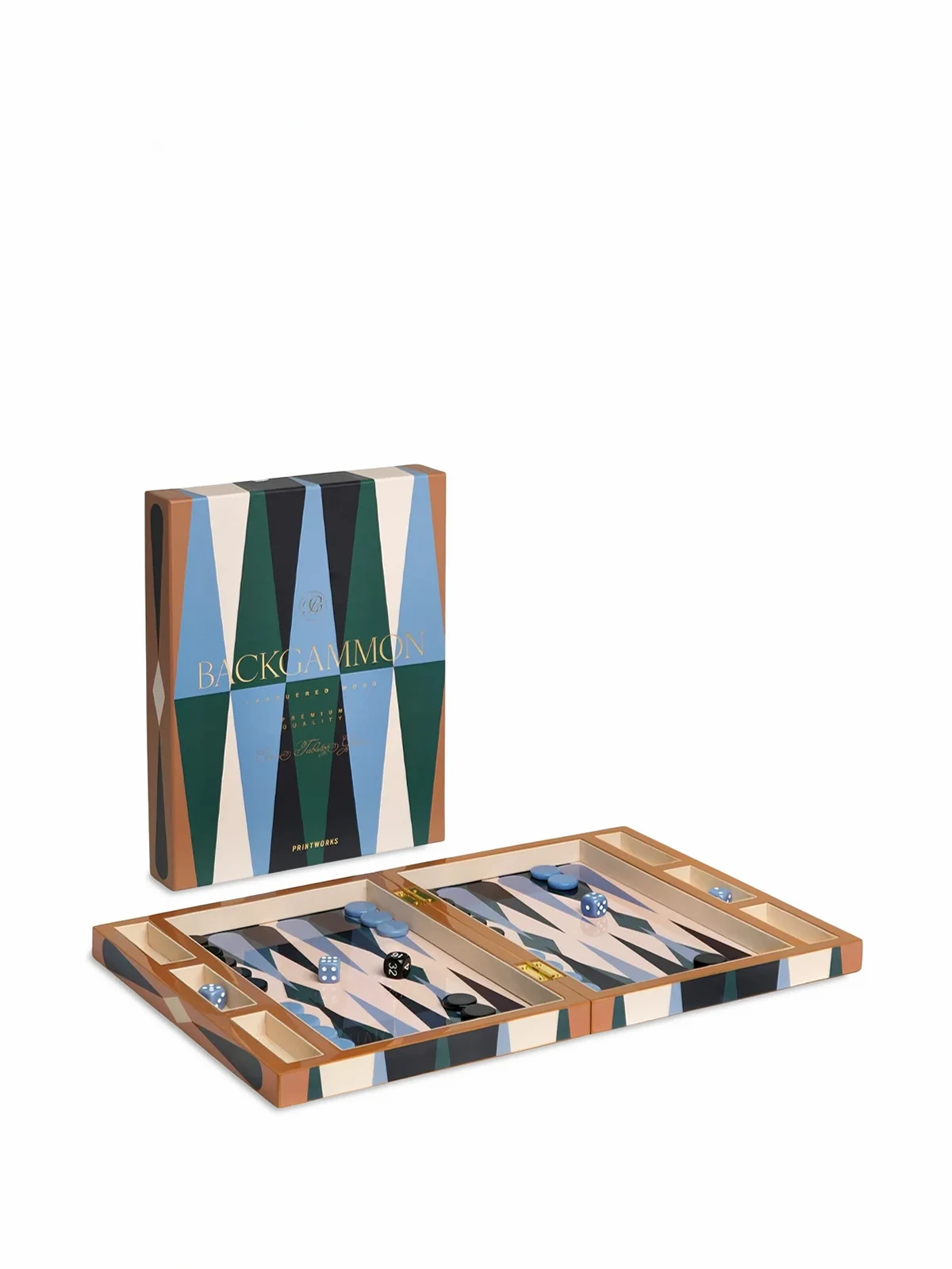geometric lacquered backgammon set (24cm x 31cm)