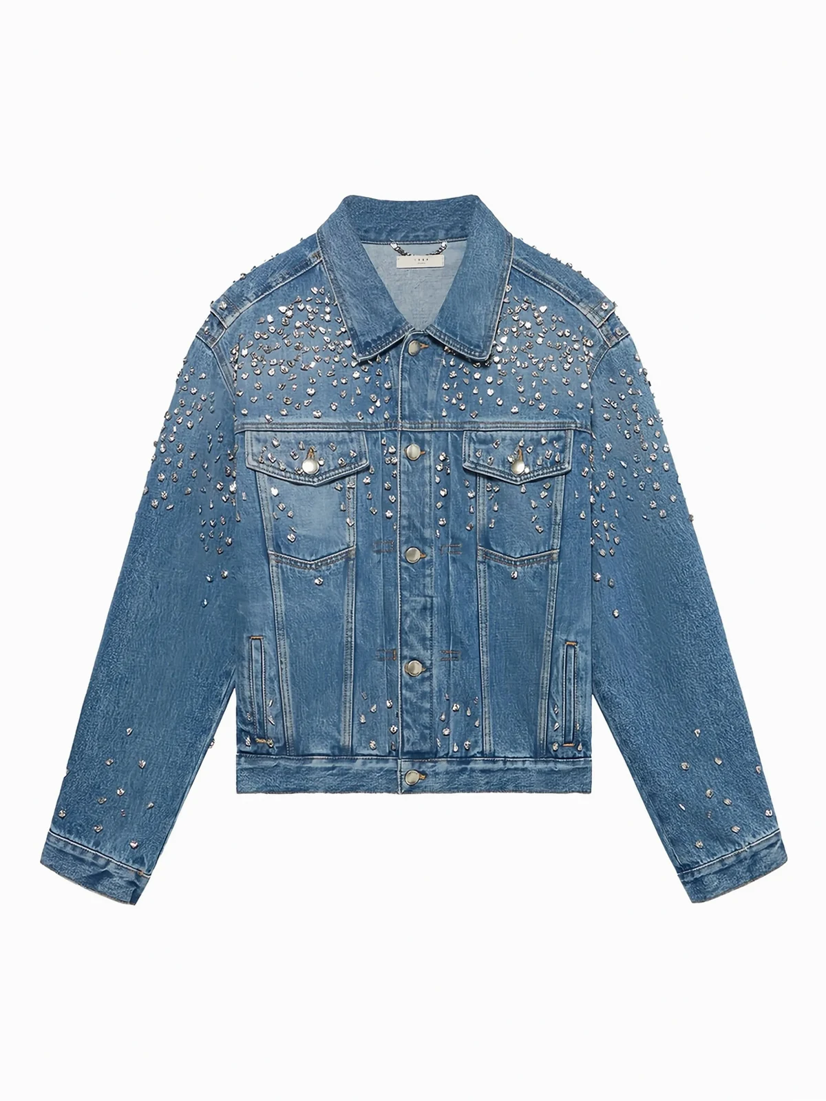 crystal-embellished denim jacket