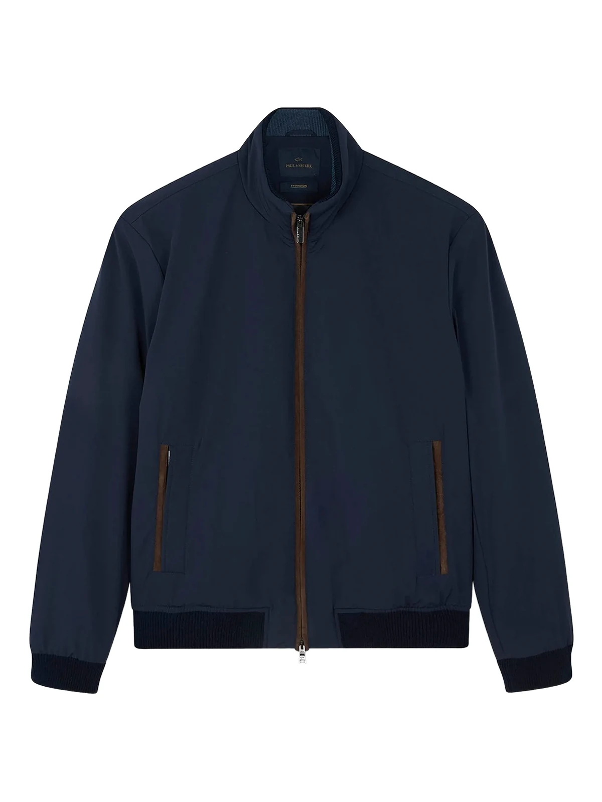 suede-detail bomber jacket