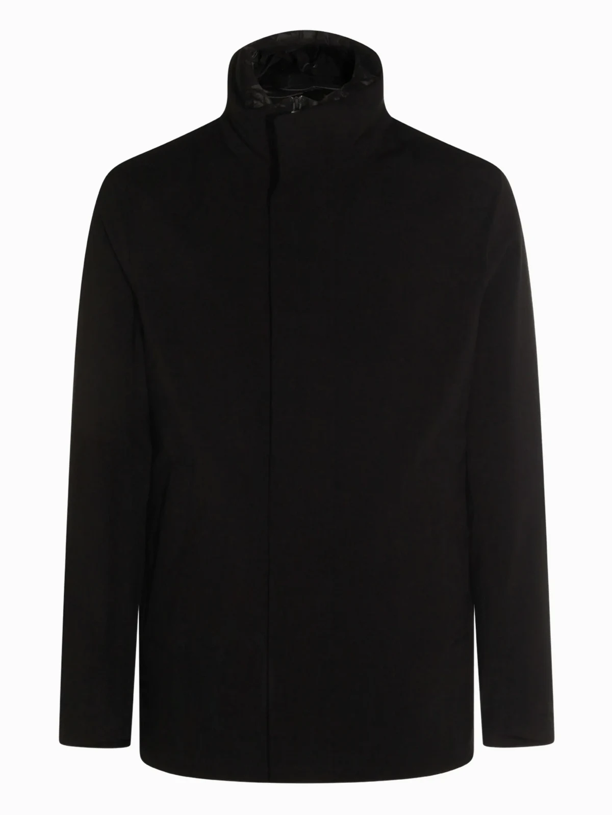 high-neck zip-front jacket