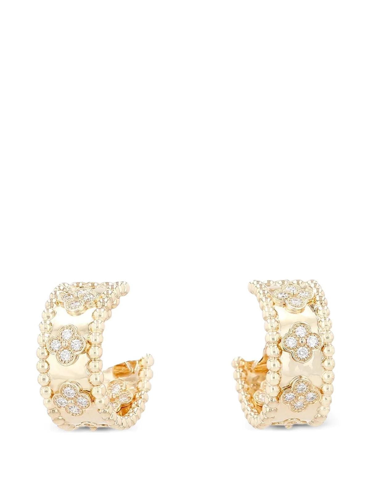 2020s Perlée Trèfle diamond hoop earrings