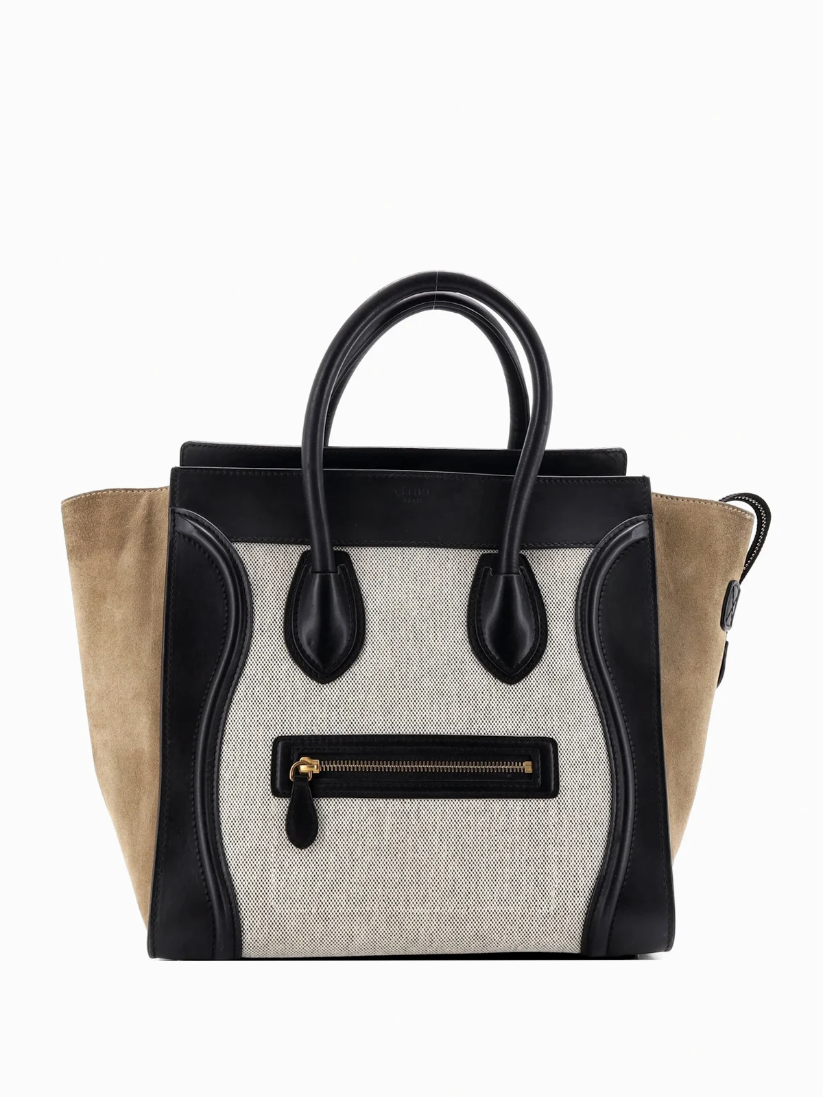 Tricolor Luggage Bag Canvas and Leather Micro tote bag