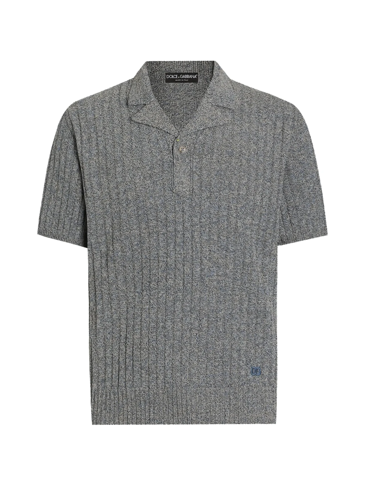 ribbed cotton and linen polo shirt