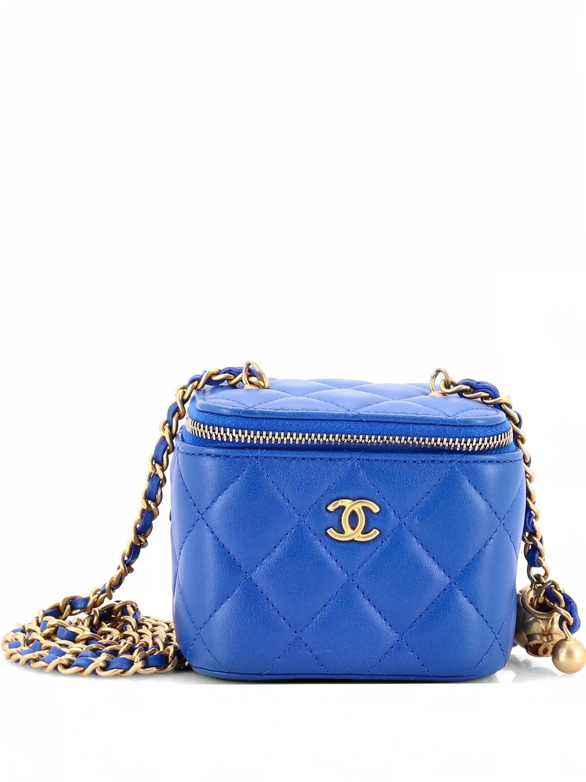 Pearl Crush Vanity Case with Chain Quilted Lambskin Mini clutch bag