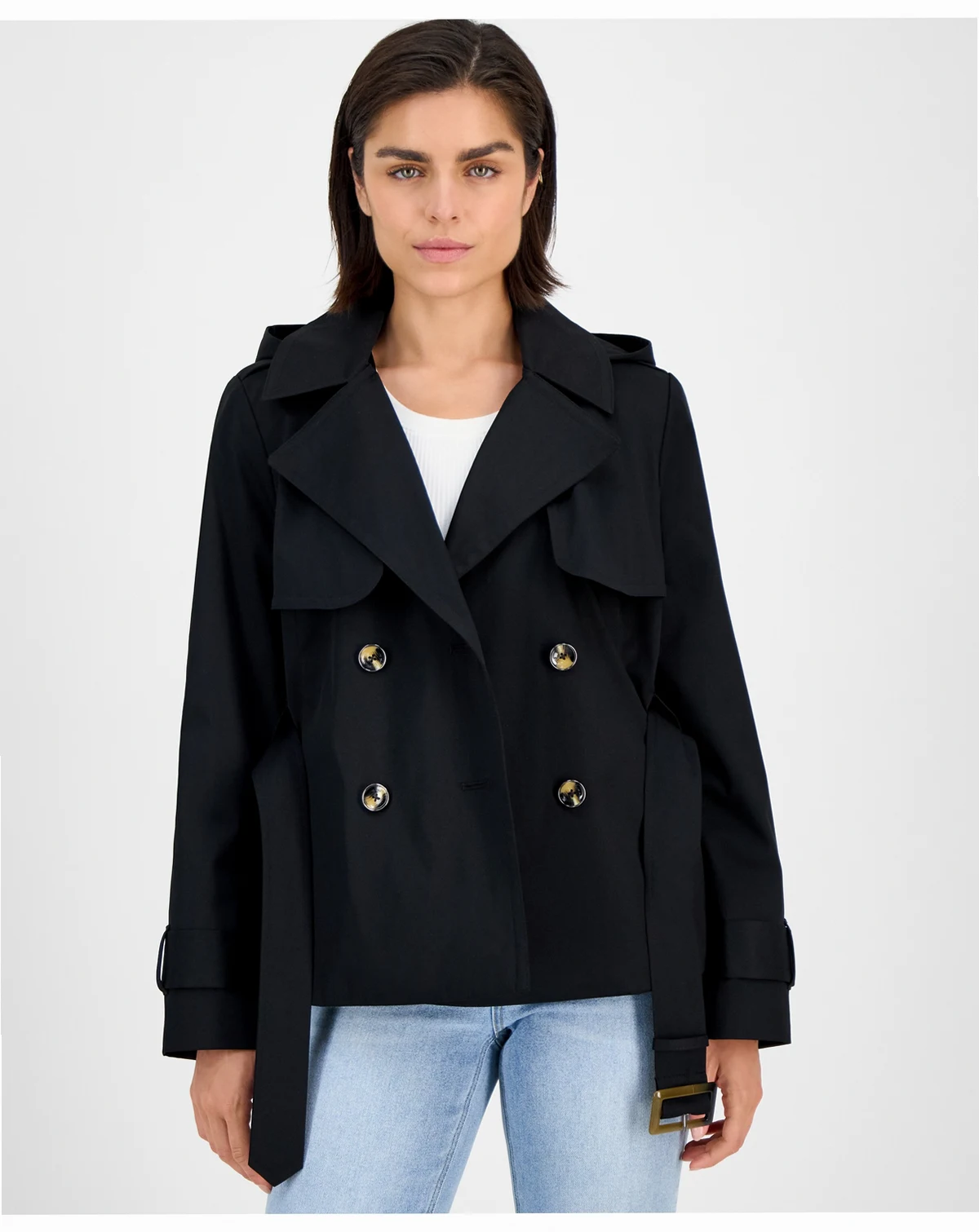 Women's Double-Breasted Belted Trench Coat, Exclusively at Macy's
