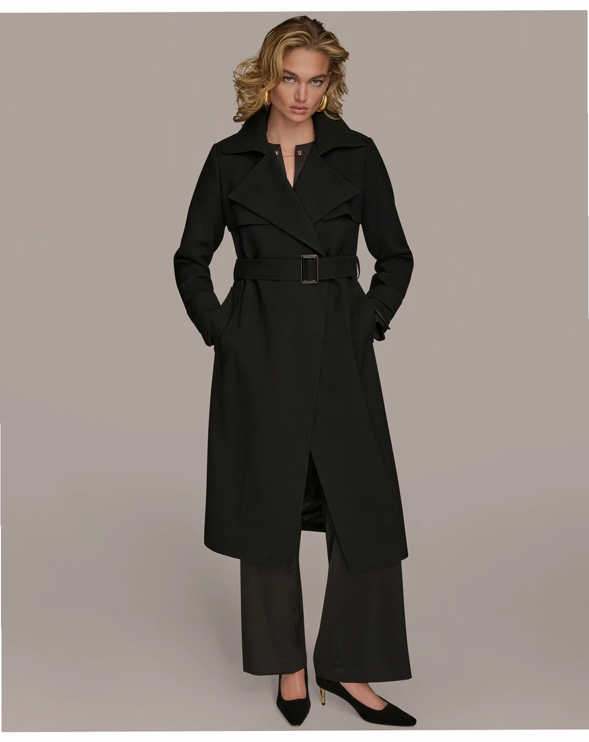 Women's Belted Notched-Collar Trench Coat