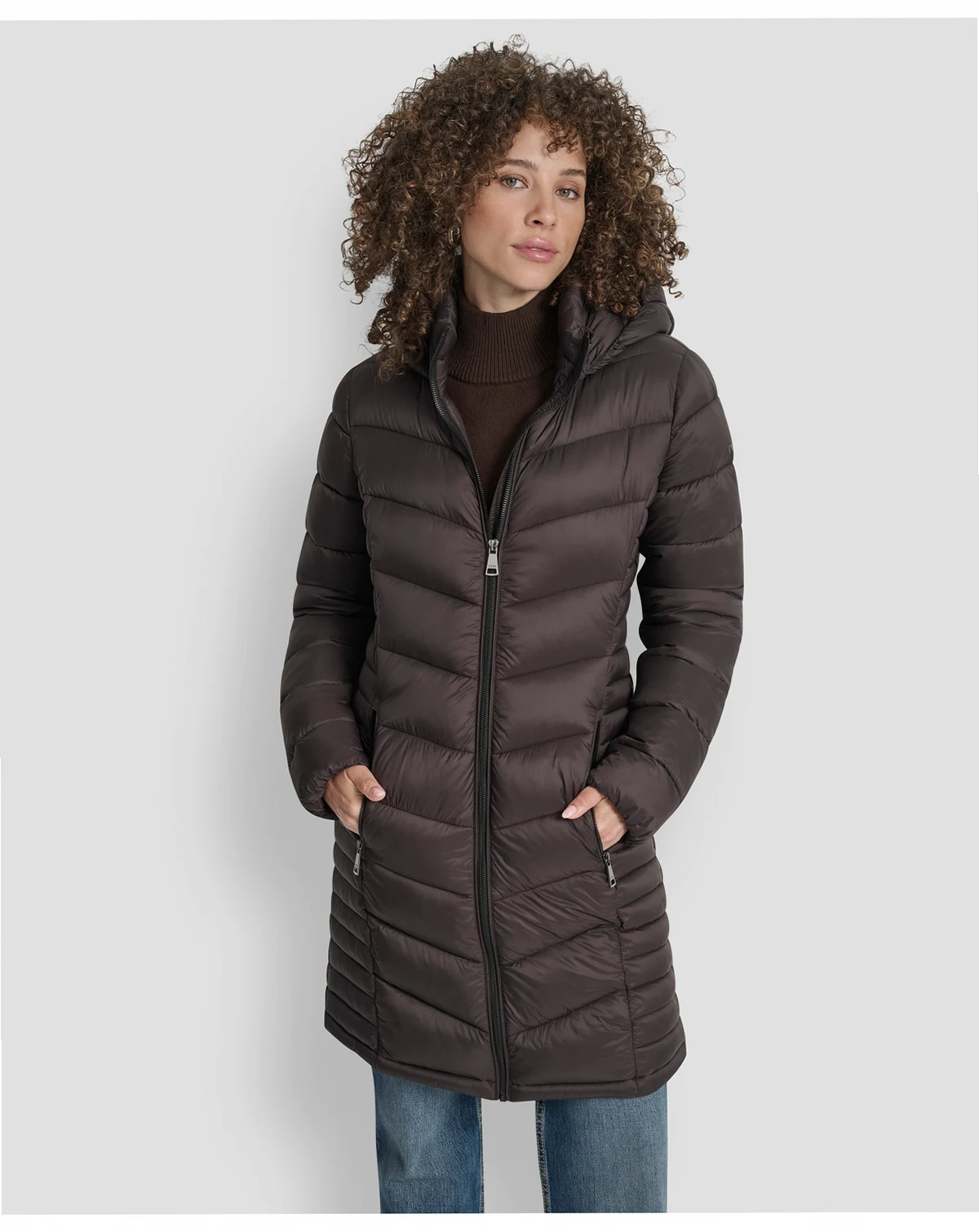 Women's Zip-Front Long Coat