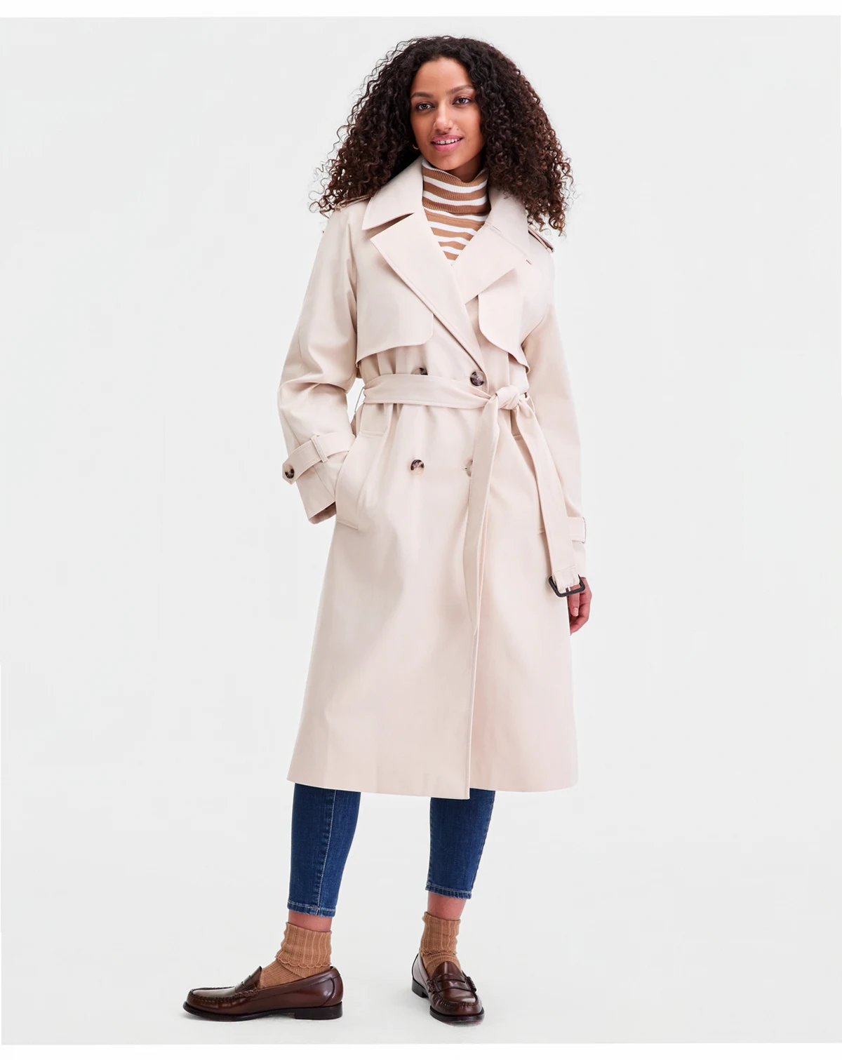 Women's Double-Breasted Belted Trench Coat