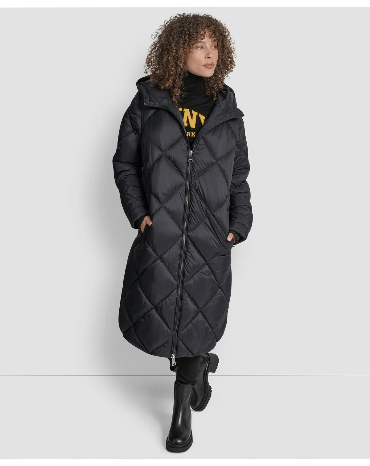 Women's Diamond Quilted Hooded Puffer Coat