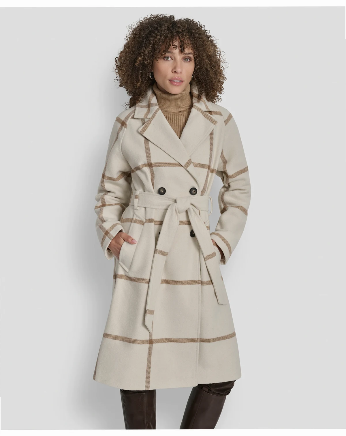 Women's Belted Notch Collar Coat