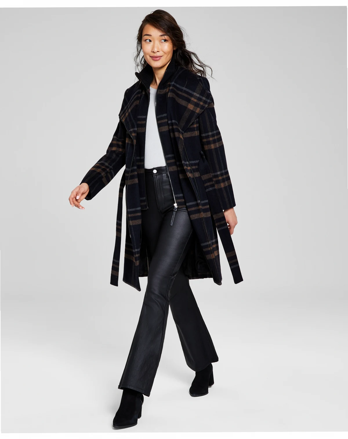 Womens Wool Blend Belted Wrap Coat, Created for Macys
