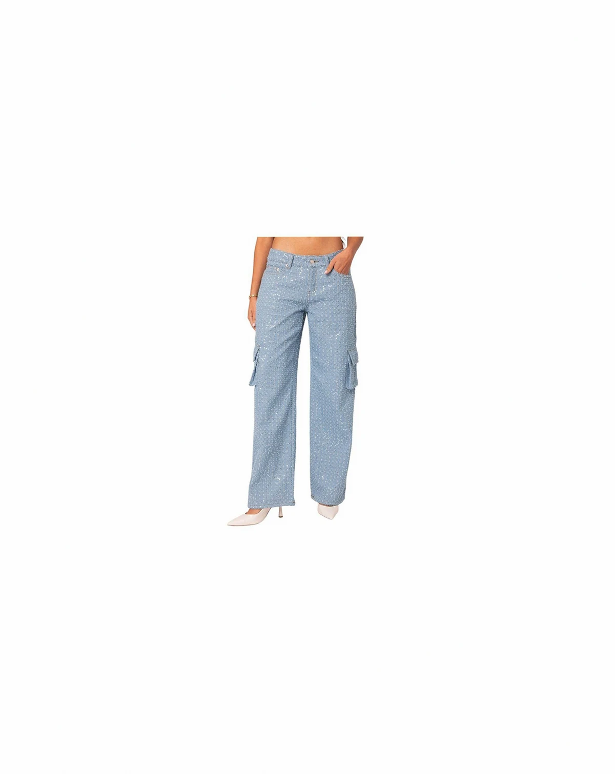 Women's Icing sequin low rise cargo jeans
