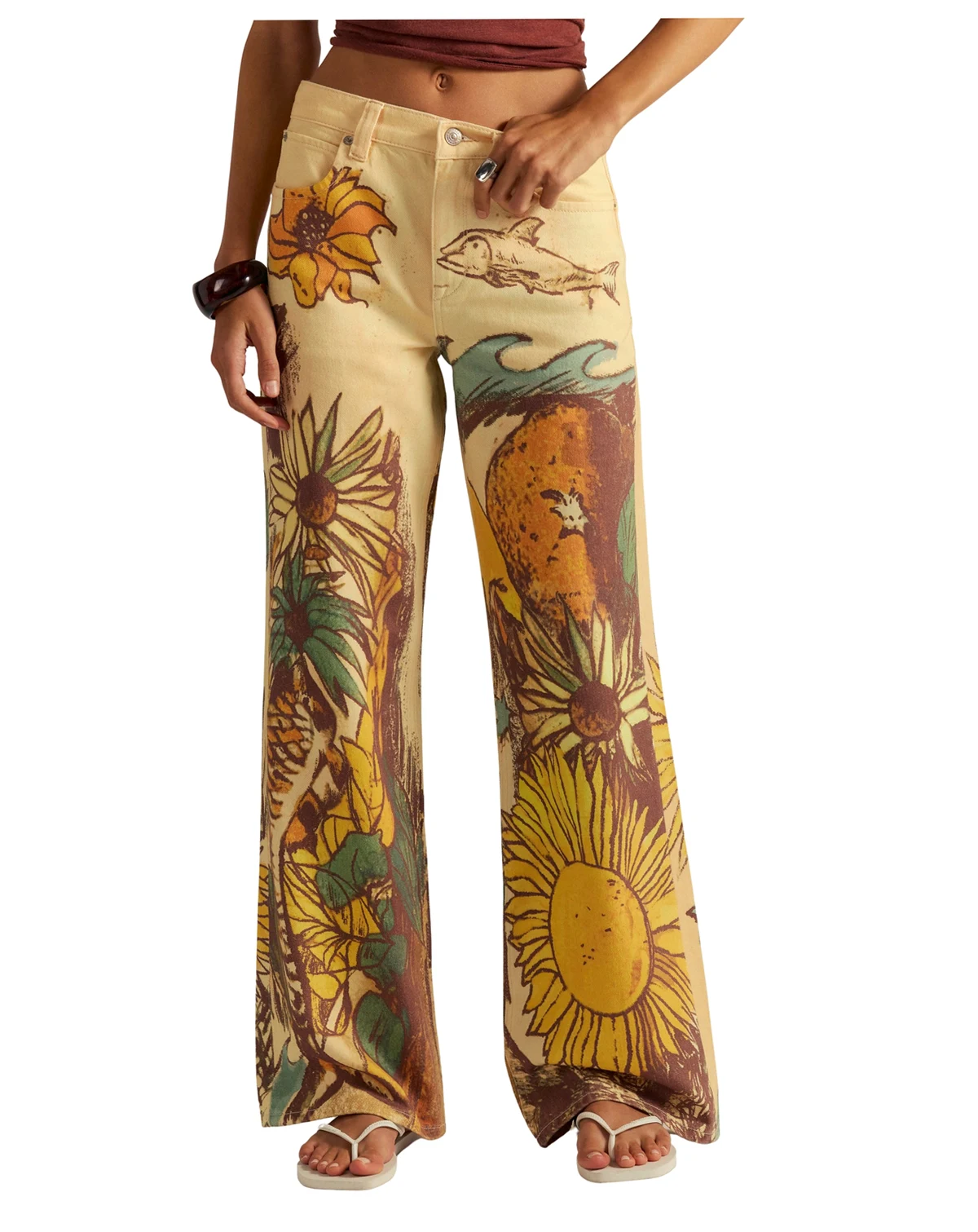 Women's Printed Straight-Leg Jeans