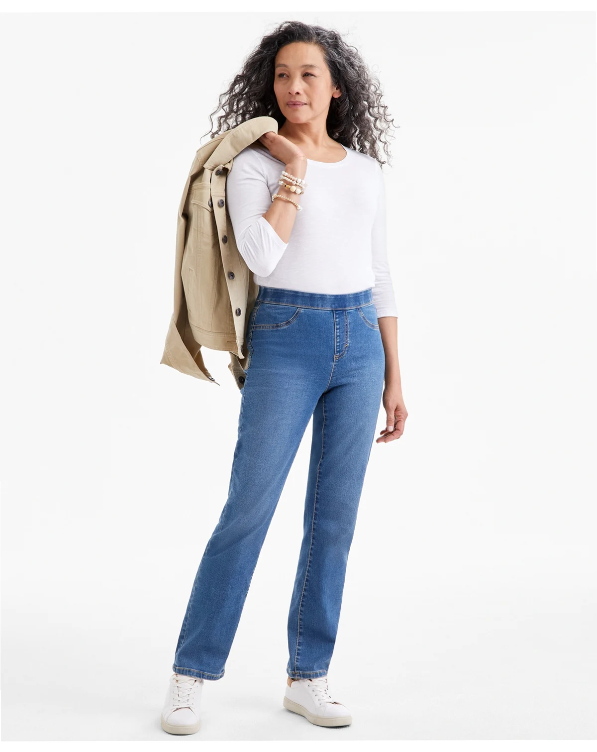 Women's Mid-Rise Straight Pull-On Jeans, Exclusively at Macy's