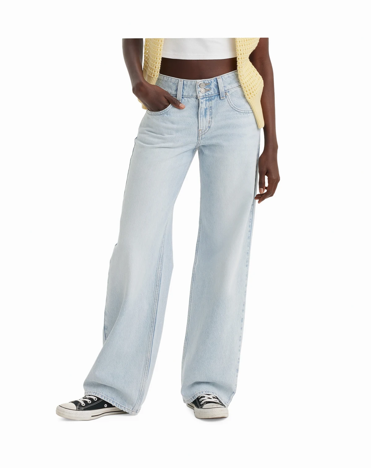 Women's Super-Low Double-Button Relaxed-Fit Denim Jean
