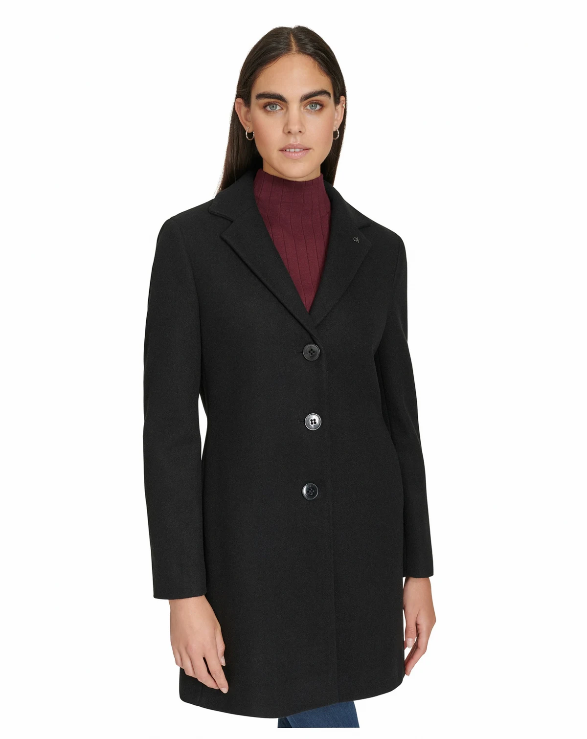 Women's Single-Breasted Notched-Collar Coat