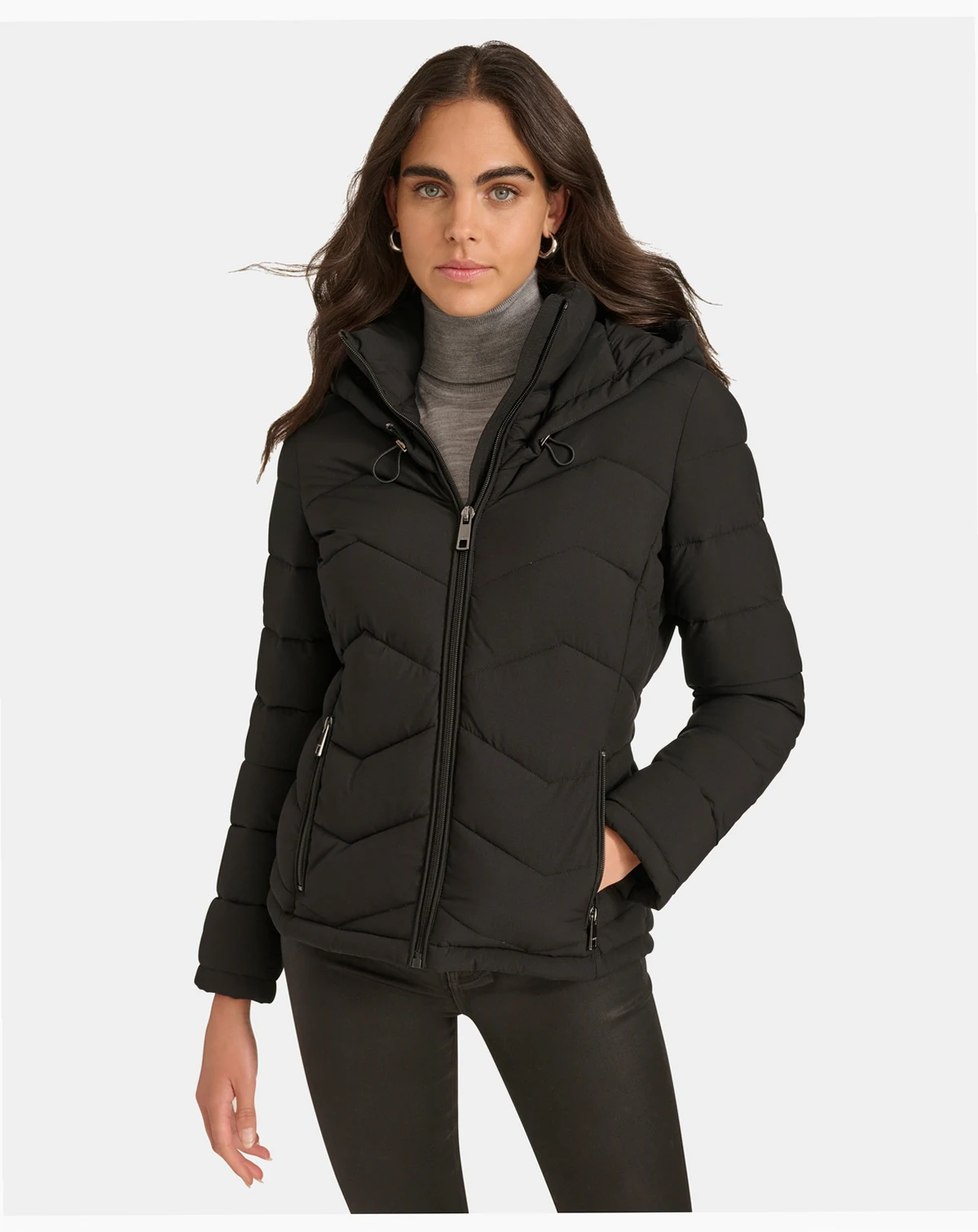 Women's Short Zip-Up Hooded Puffer Coat