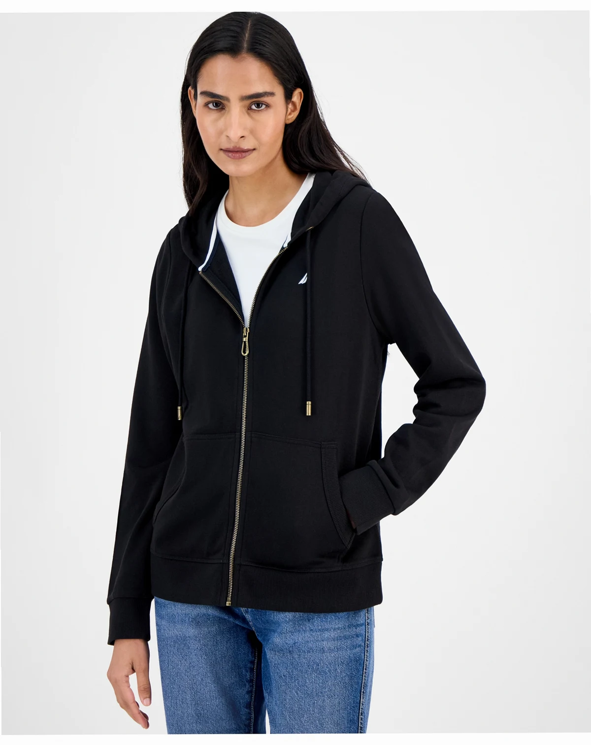 Jeans Women's Solid Zip-Front Hoodie, Online Only