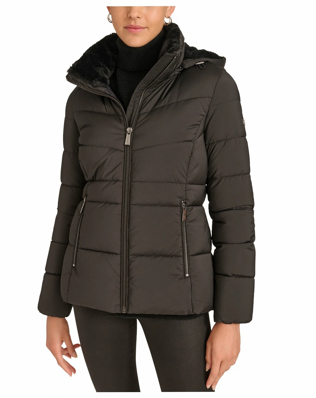 Women's Faux-Fur-Lined Hooded Puffer Coat