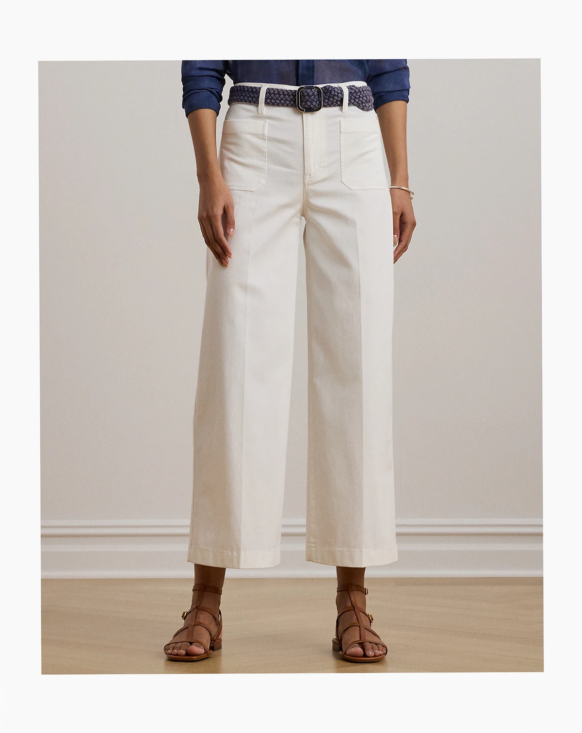 Women's Stretch Chino Wide-Leg Cropped Pants