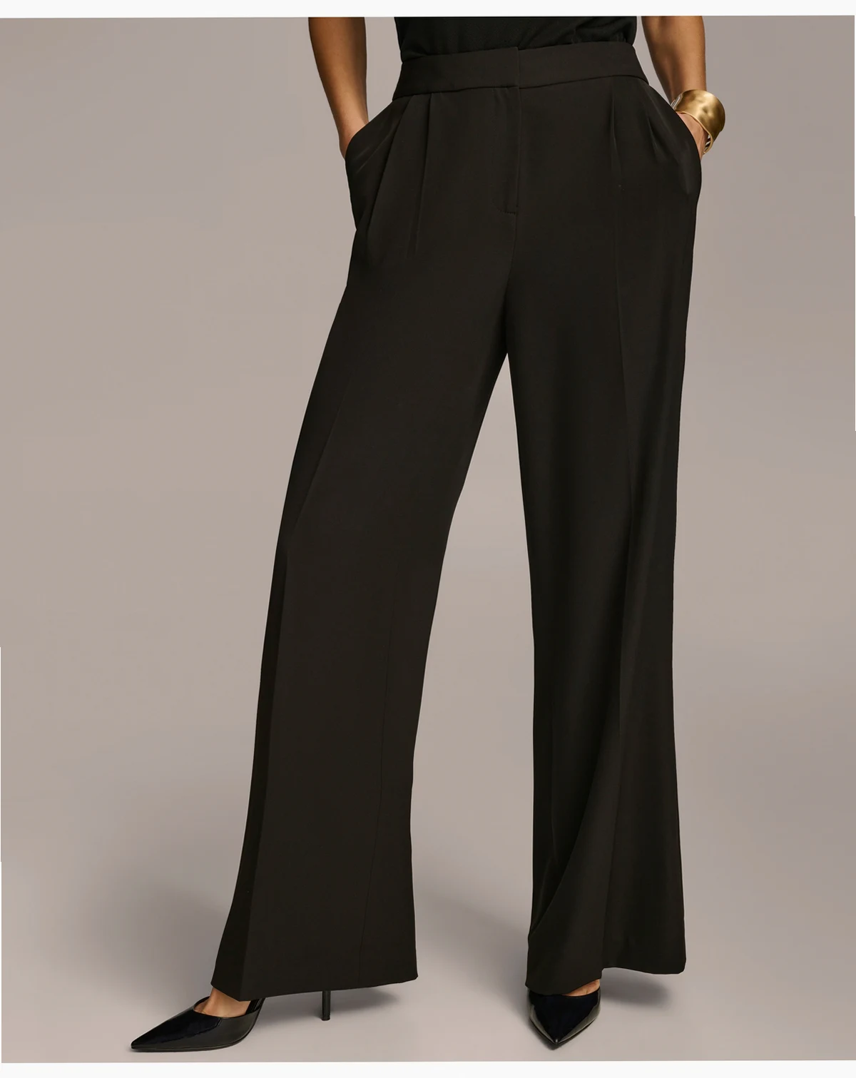Women's Pleat Front Wide Leg Pants, Regular & Petite Sizes