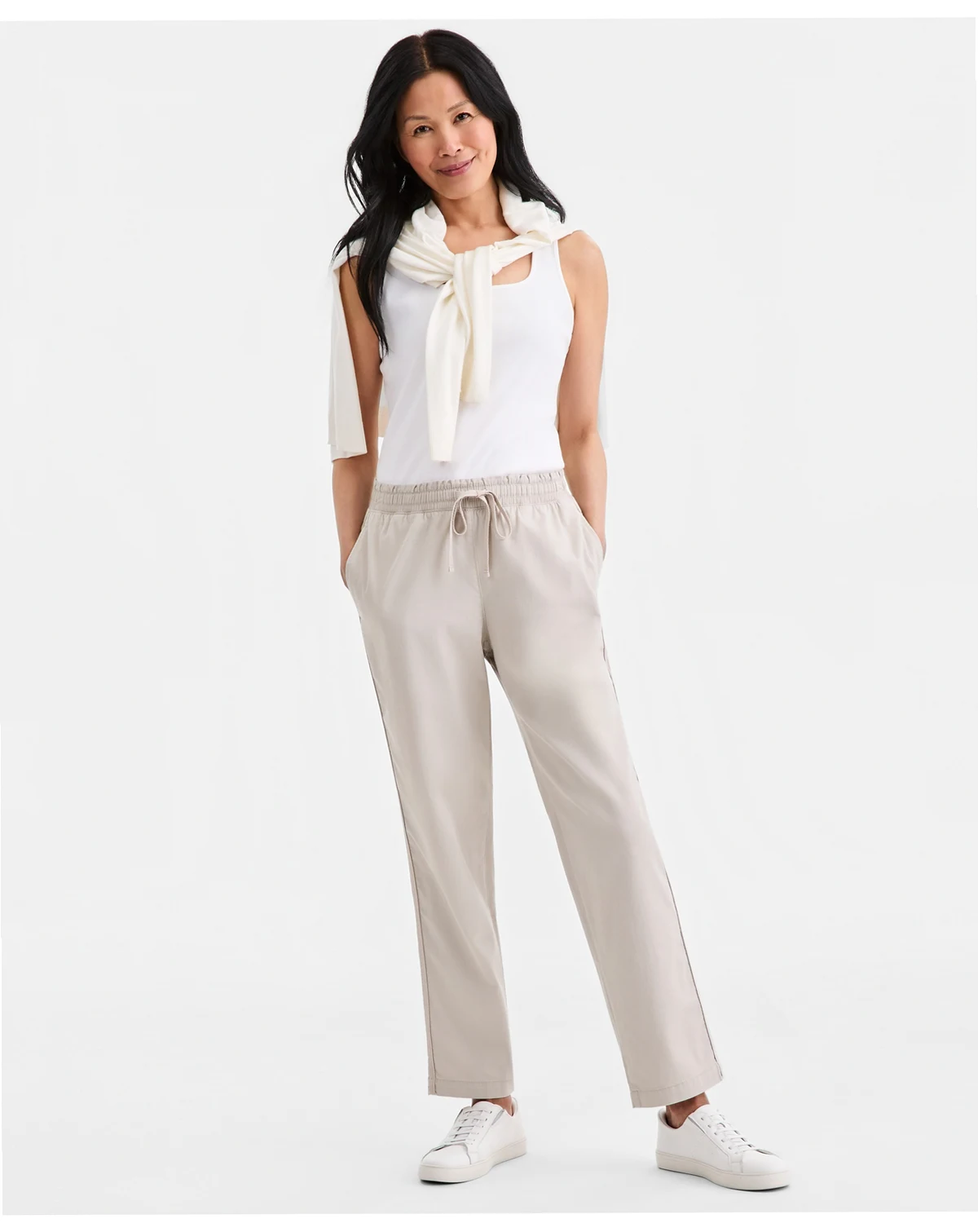 Women's Twill Straight-Leg Pull-On Pants, Macy's Exclusive