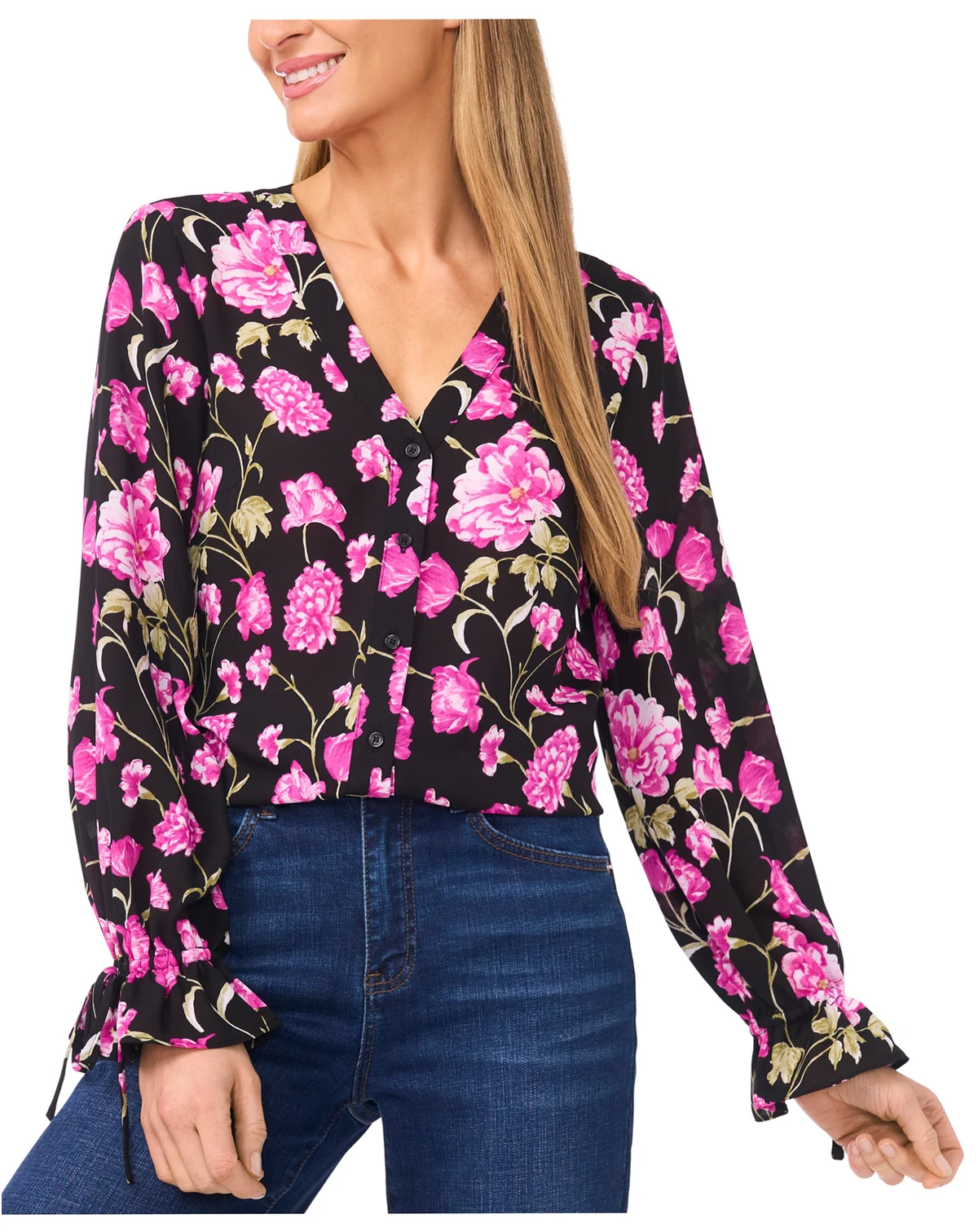 Women's V-Neck Button Down Top