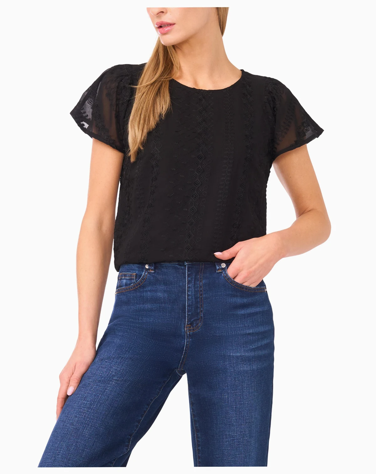 Women's Flutter Sleeve Crew Neck Top