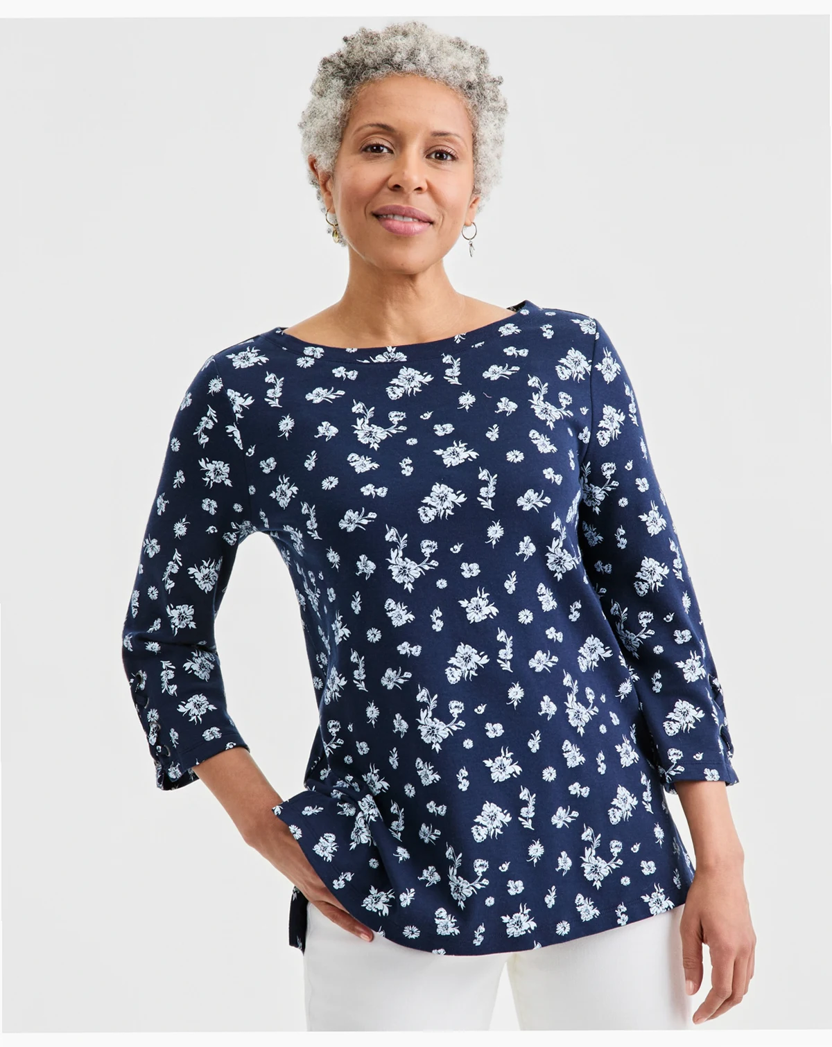 Women's Printed Lace-Up-Sleeve Tunic, Macy's Exclusive