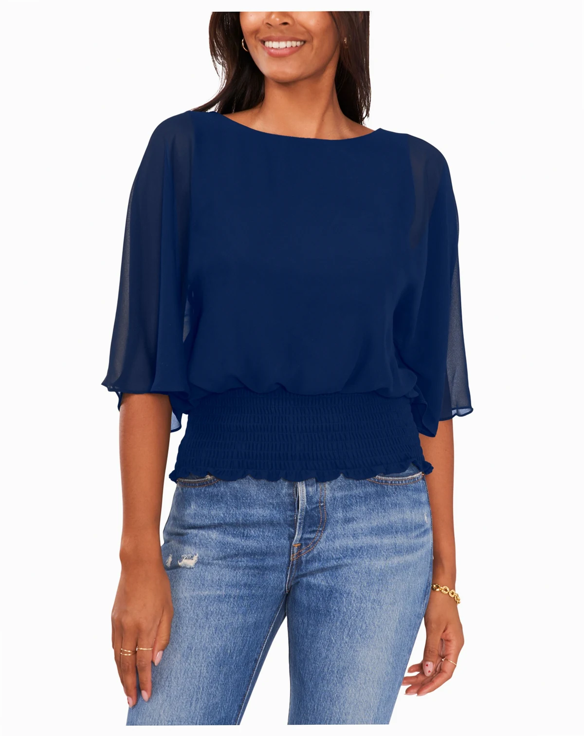 Women's Smocked-Waist Top