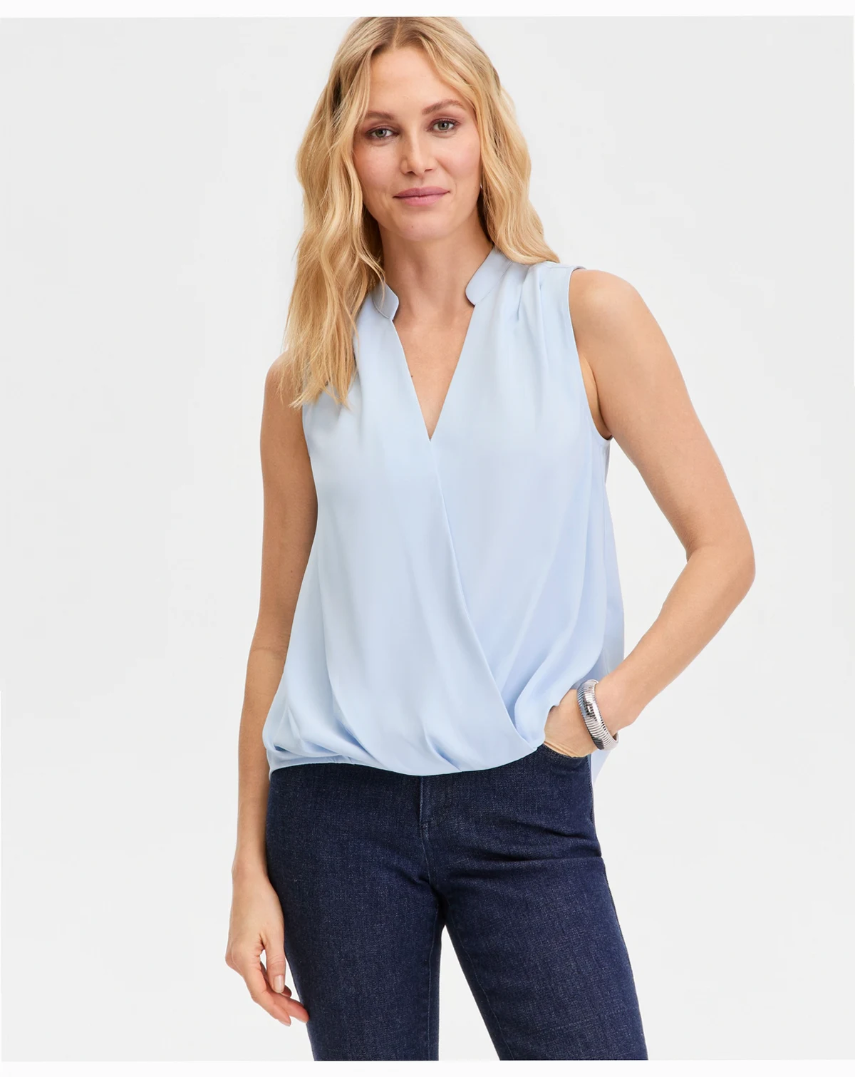 Women's Sleeveless Faux Wrap Blouse, Exclusively at Macy's