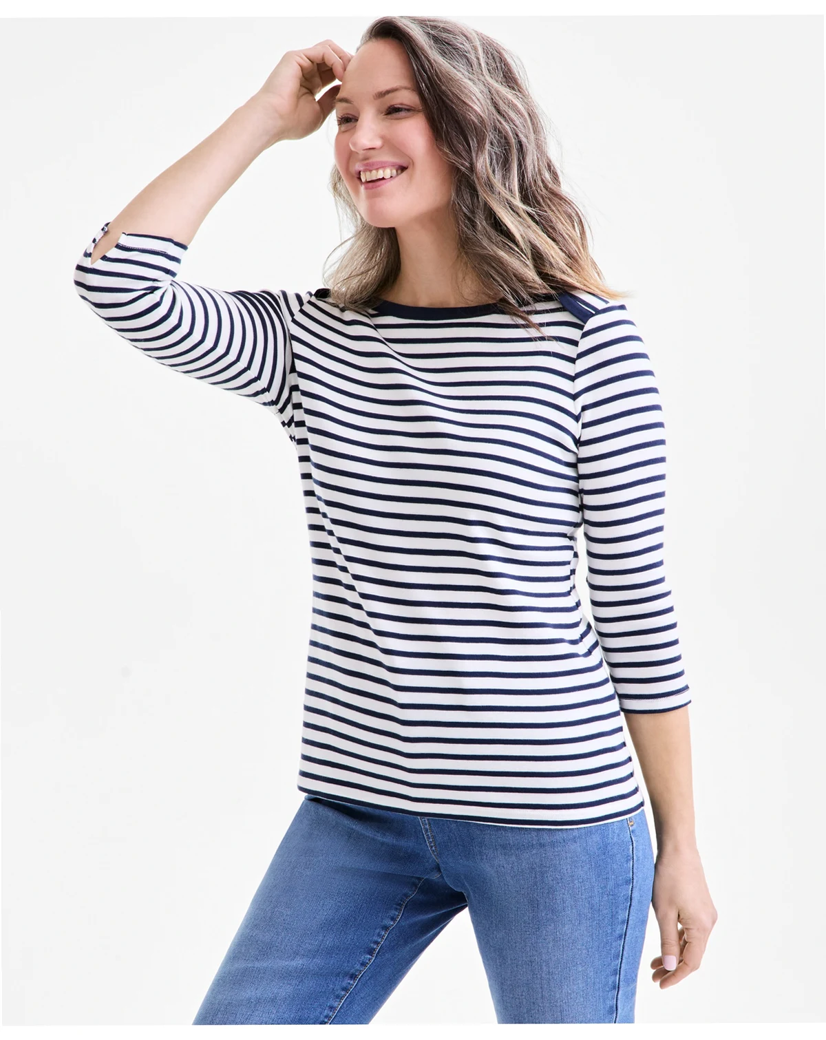 Women's Printed Pima Cotton 3/4-Sleeve Top, Exclusively at Macy's