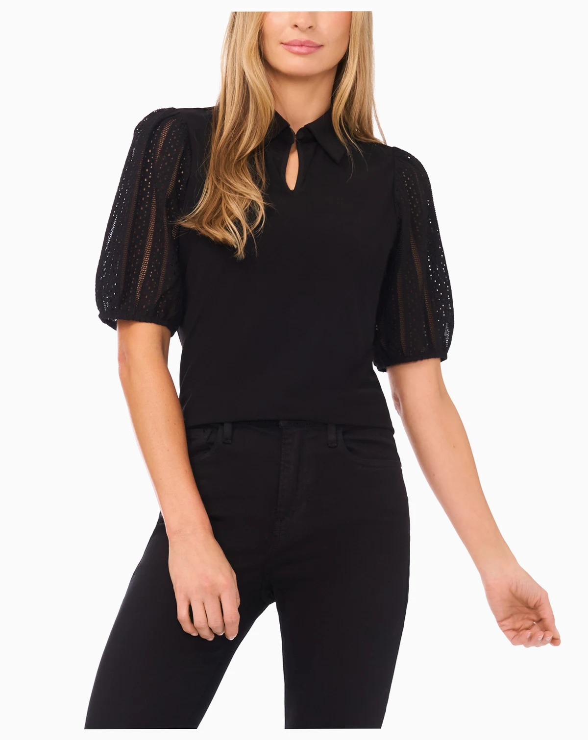 Women's Short-Sleeve Keyhole Top