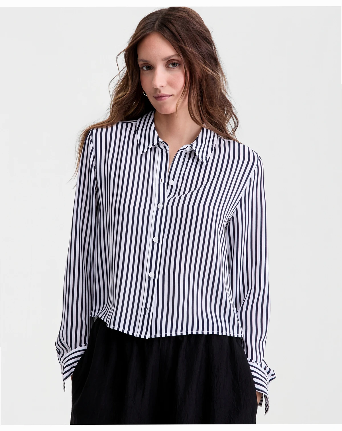 Women's Cropped Button-Down Crepe Shirt, Macy's Exclusive