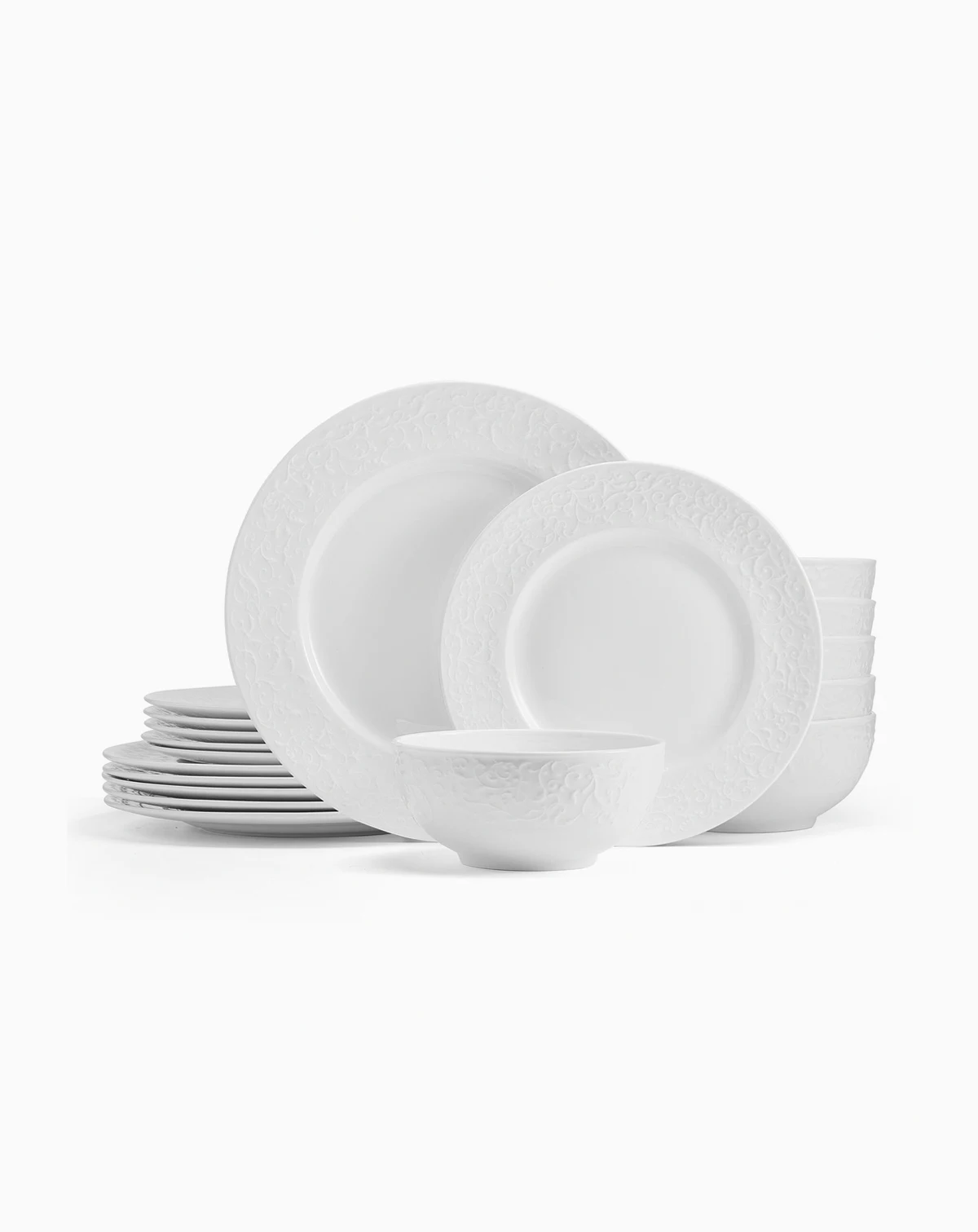 Embossed Bone China 18 Pc. Dinnerware Set, Service for 6