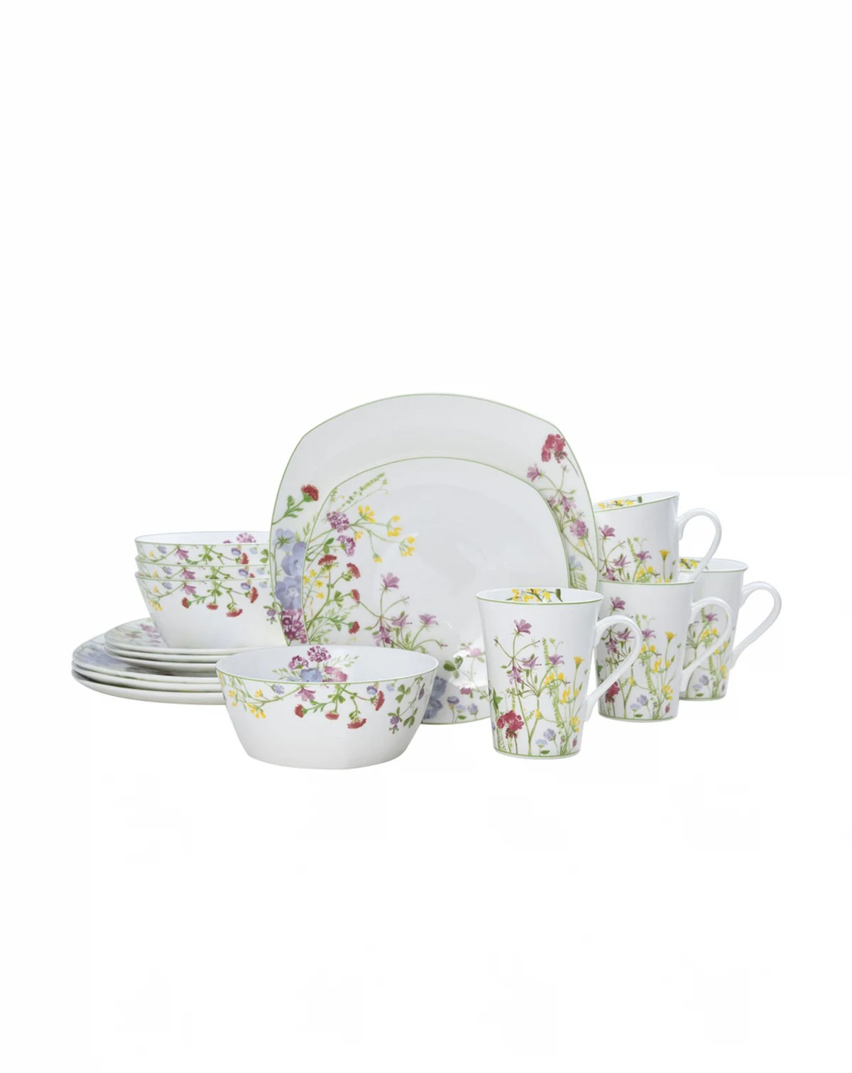Wildflower Garden Square 16 Pc. Dinnerware Set, Service for 4