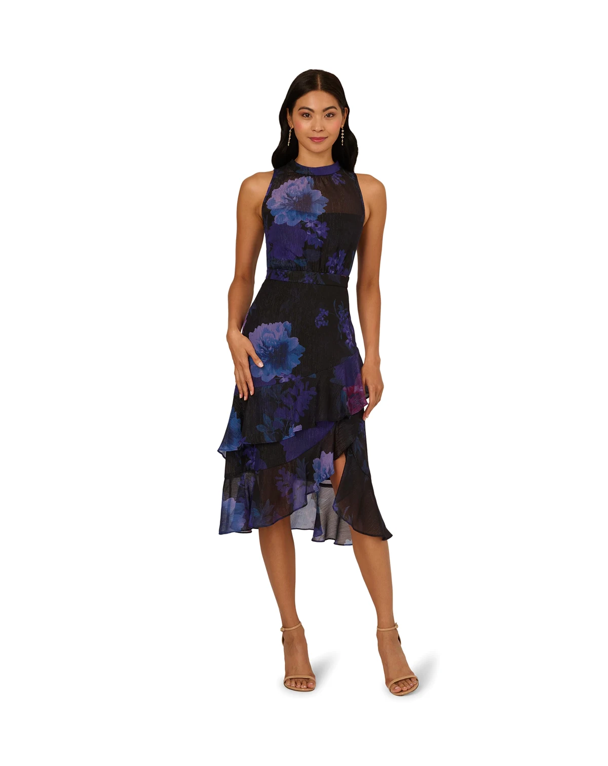 Women's Halter Glitter Midi Dress