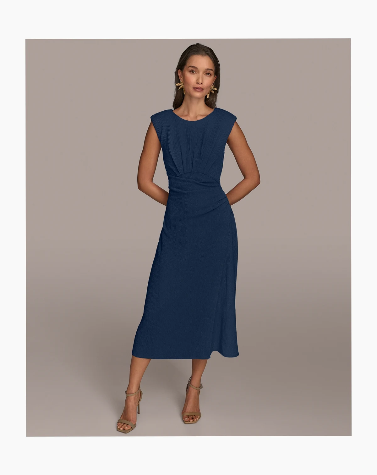 Women's Side-Ruched Midi Dress
